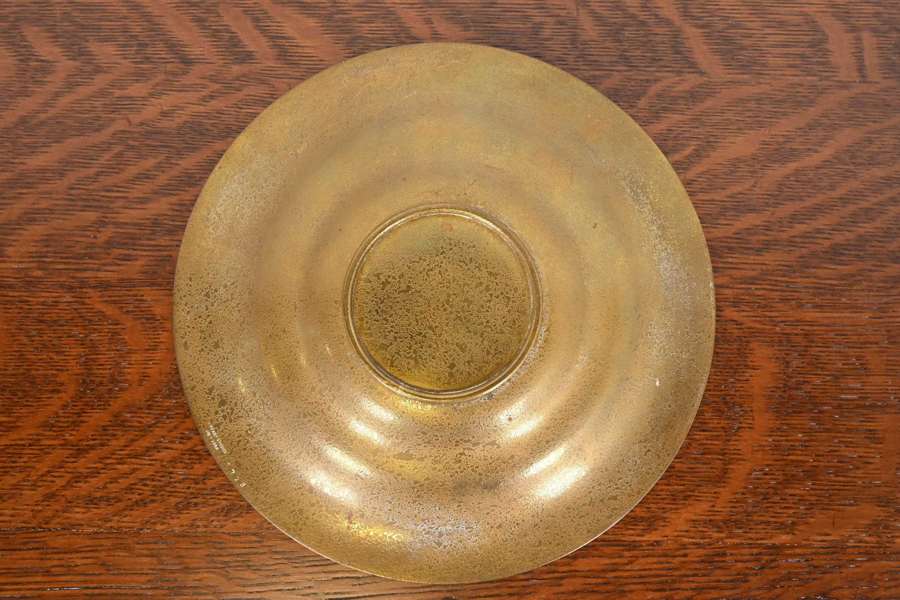 Tiffany Studios New York Bronze Doré Bowl With Abalone Inlay 3