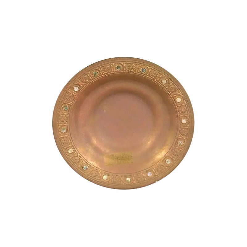 Tiffany Studios New York Bronze Doré Bowl With Abalone Inlay For Sale