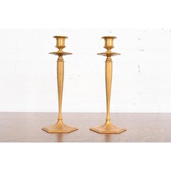Tiffany Studios New York Bronze Doré Candlesticks, Pair