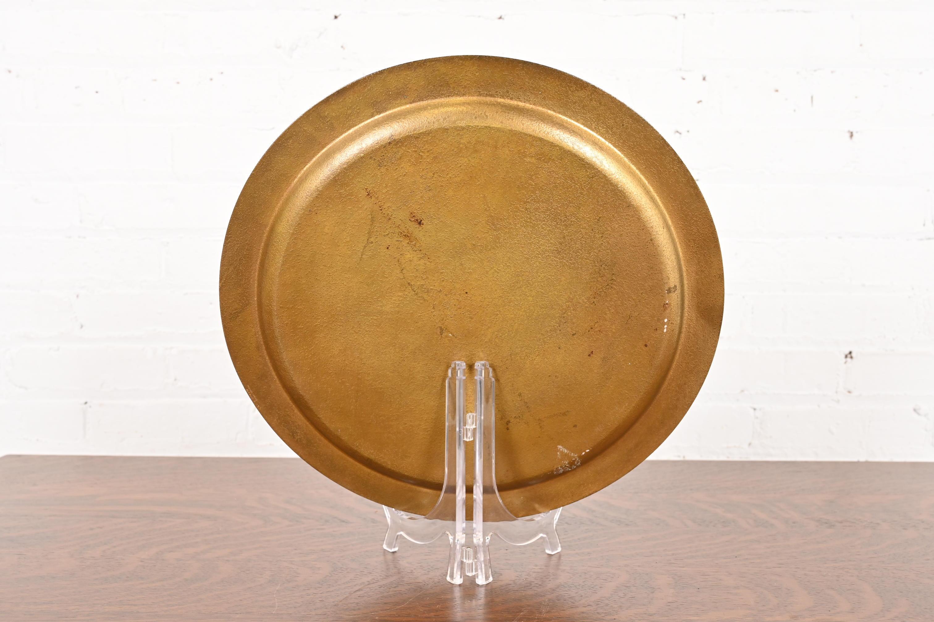Tiffany Studios New York Bronze Doré Charger Plate or Tray With Abalone Inlay For Sale 4