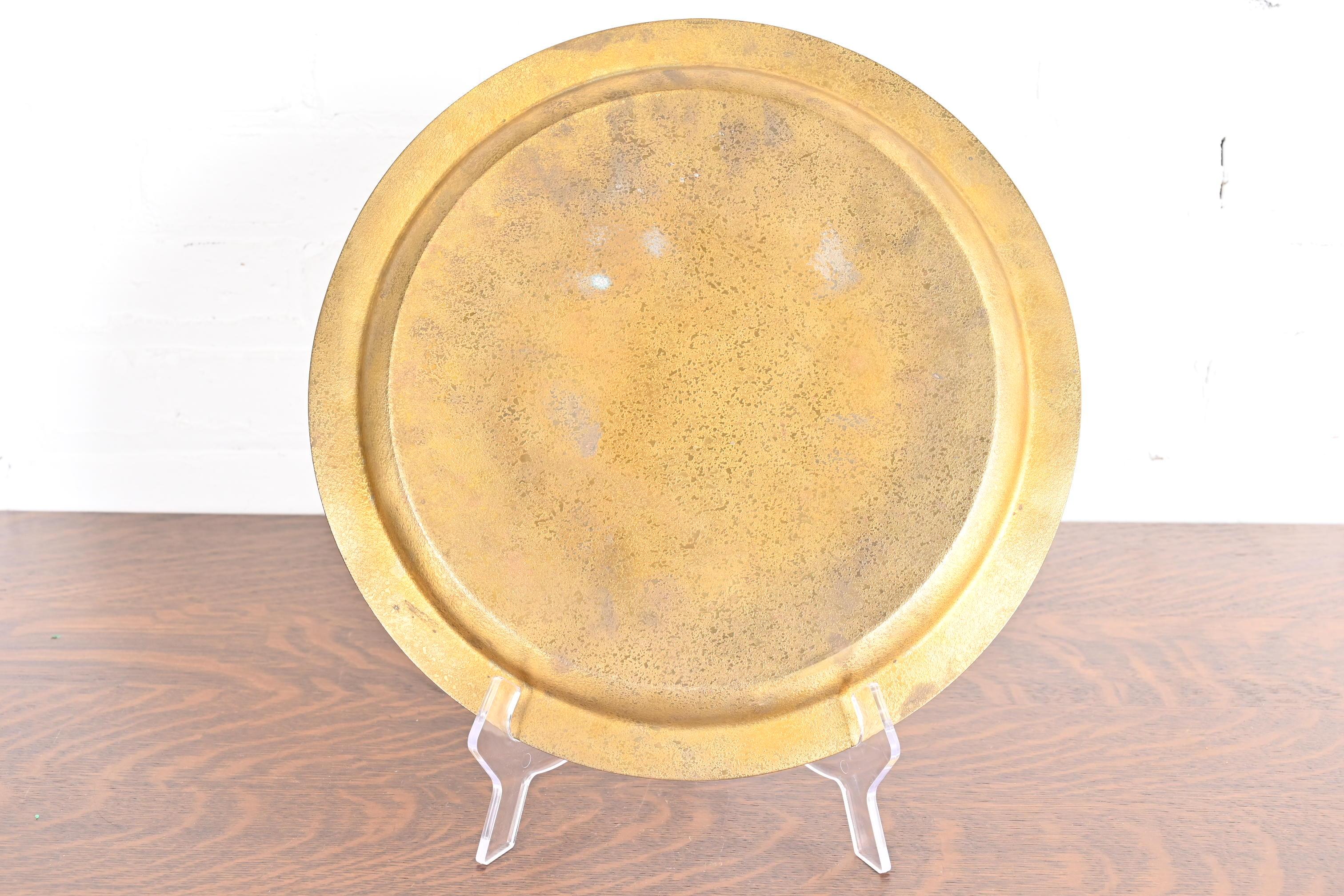 Tiffany Studios New York Bronze Doré Charger Plate or Tray With Abalone Inlay 3