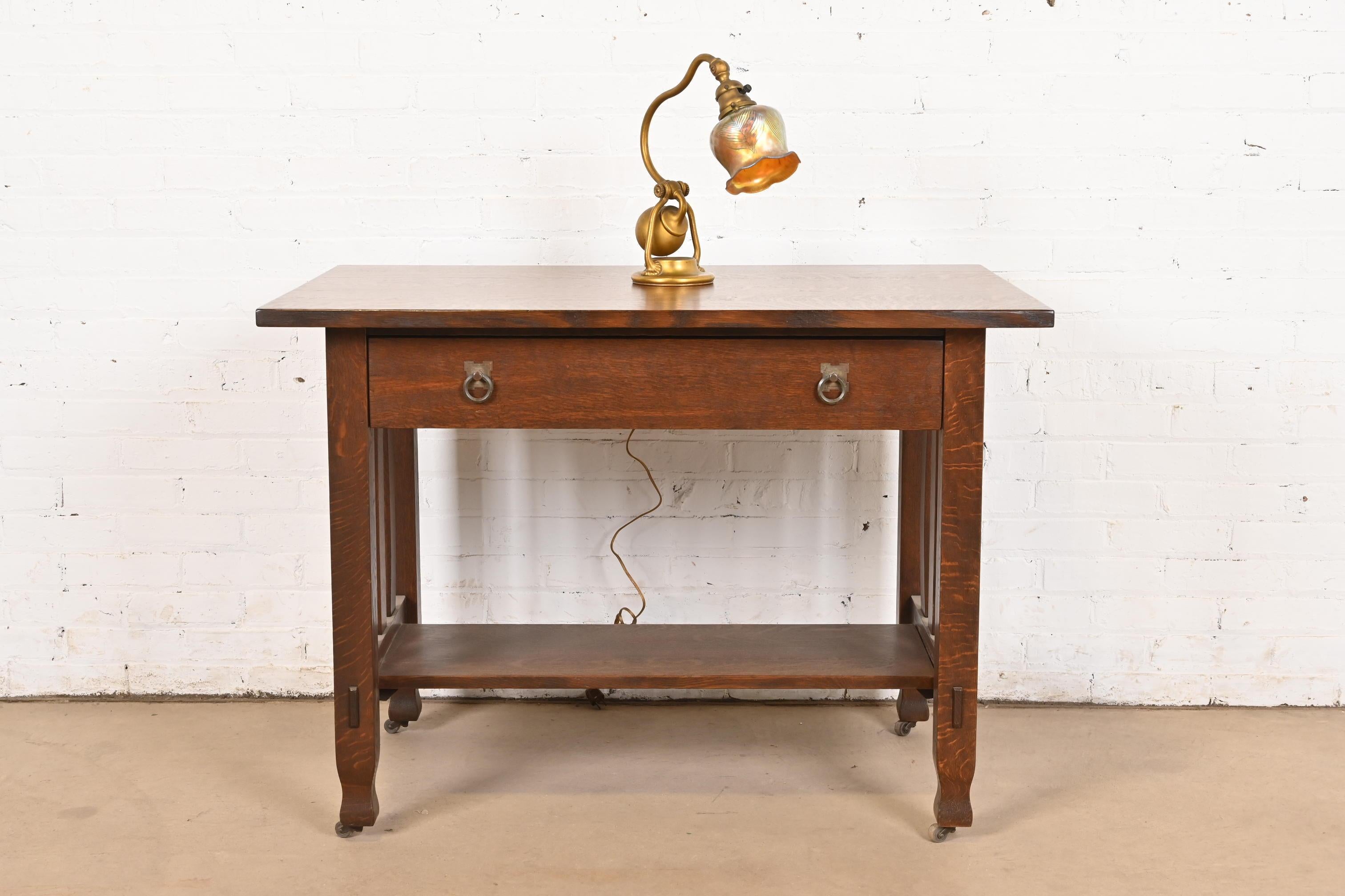 Tiffany Studios New York Bronze Doré Counterbalance Desk Lamp For Sale 6