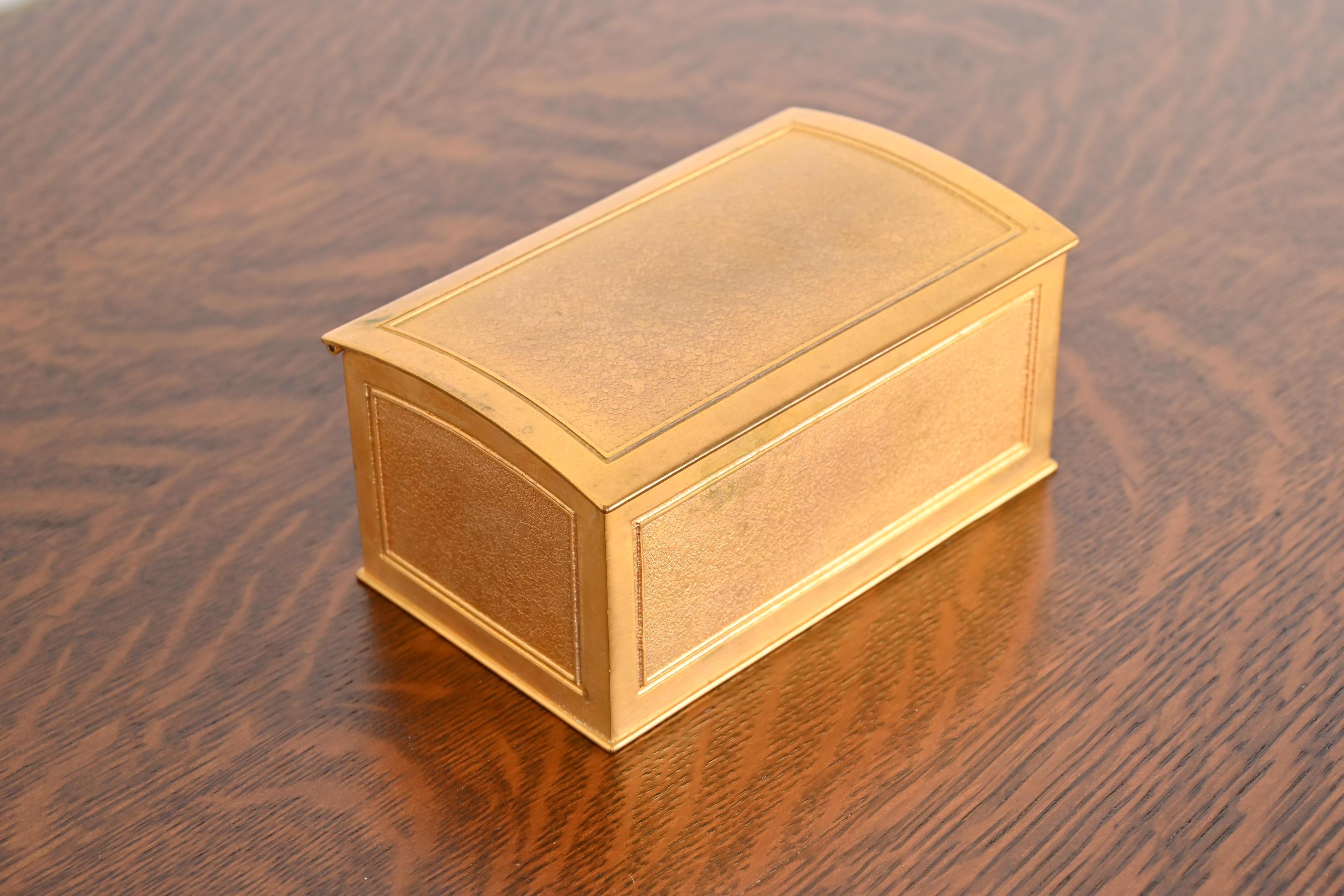 20th Century Tiffany Studios New York Bronze Doré Desk Box or Humidor For Sale