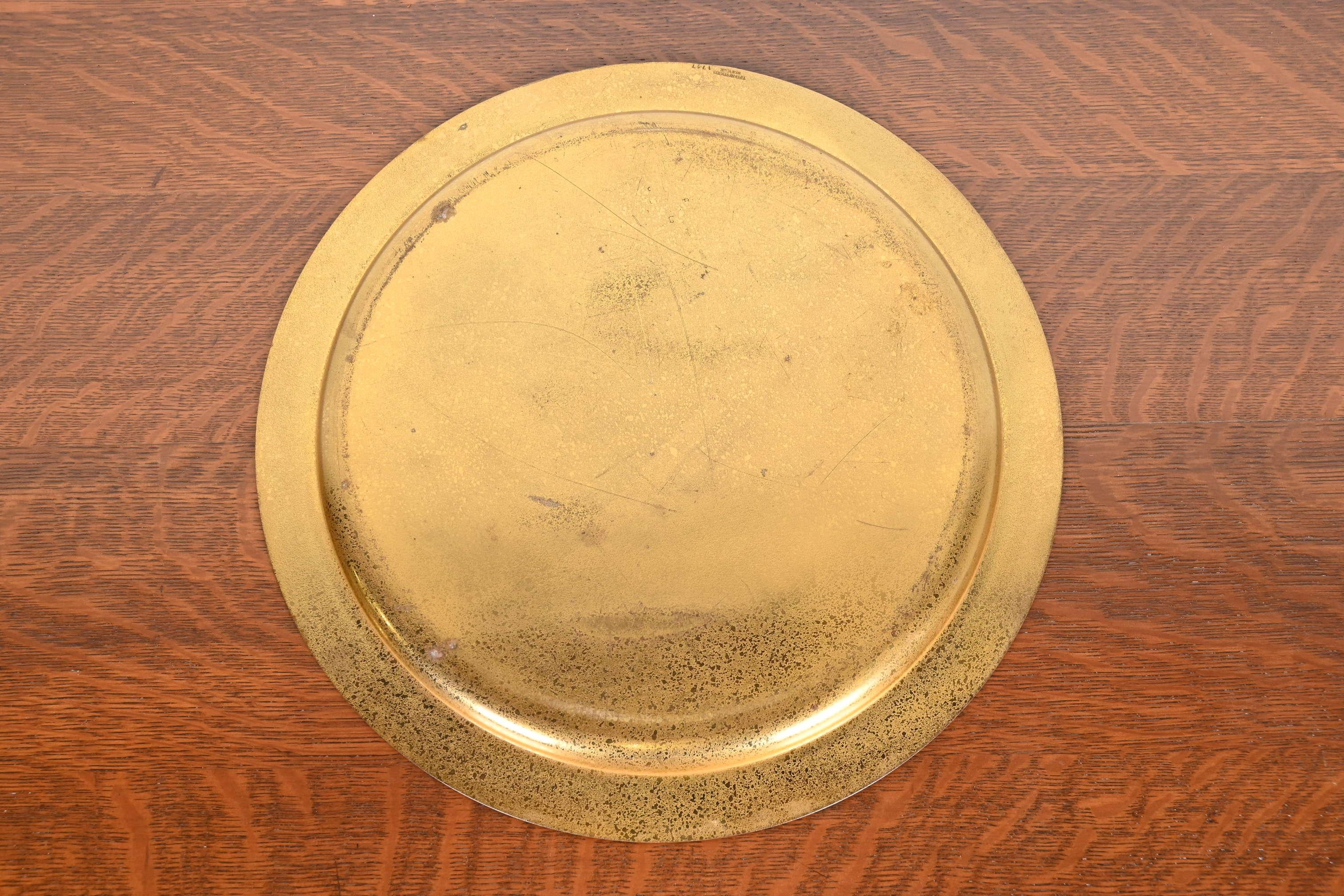 20th Century Tiffany Studios New York Bronze Doré Large Charger Plate or Tray For Sale
