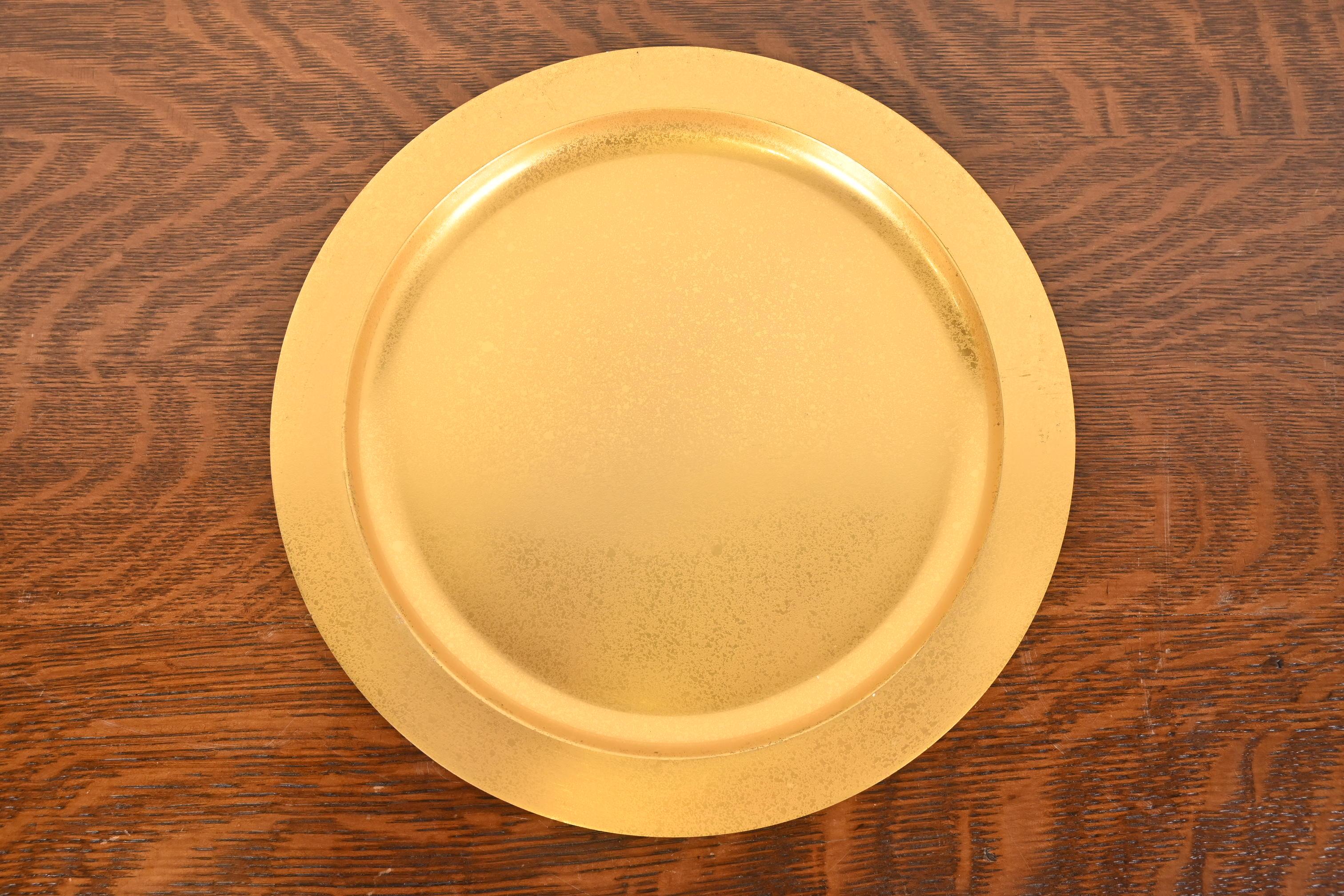 Tiffany Studios New York Bronze Doré Großer Teller oder Charger (Arts and Crafts) im Angebot