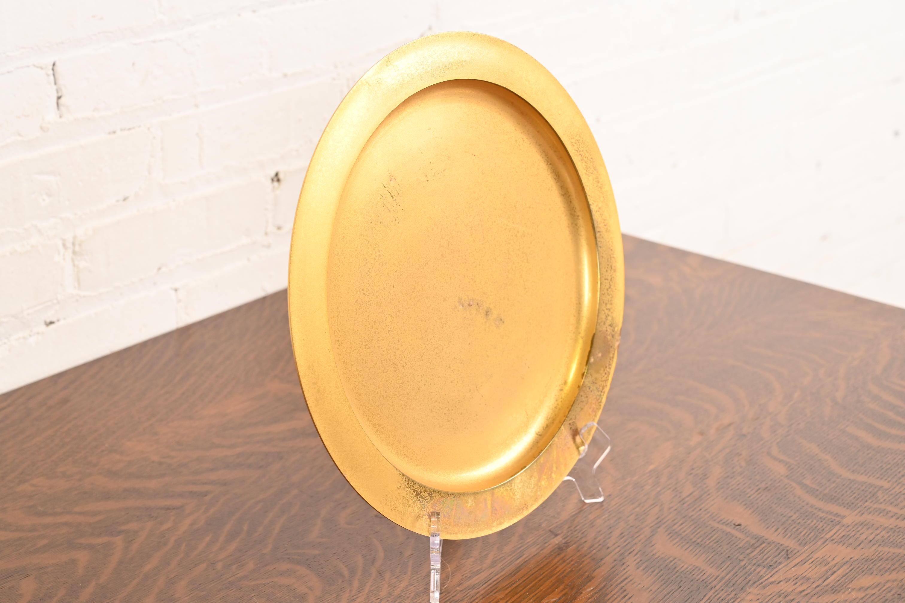 Tiffany Studios New York Bronze Doré Large Plate or Charger In Good Condition For Sale In South Bend, IN