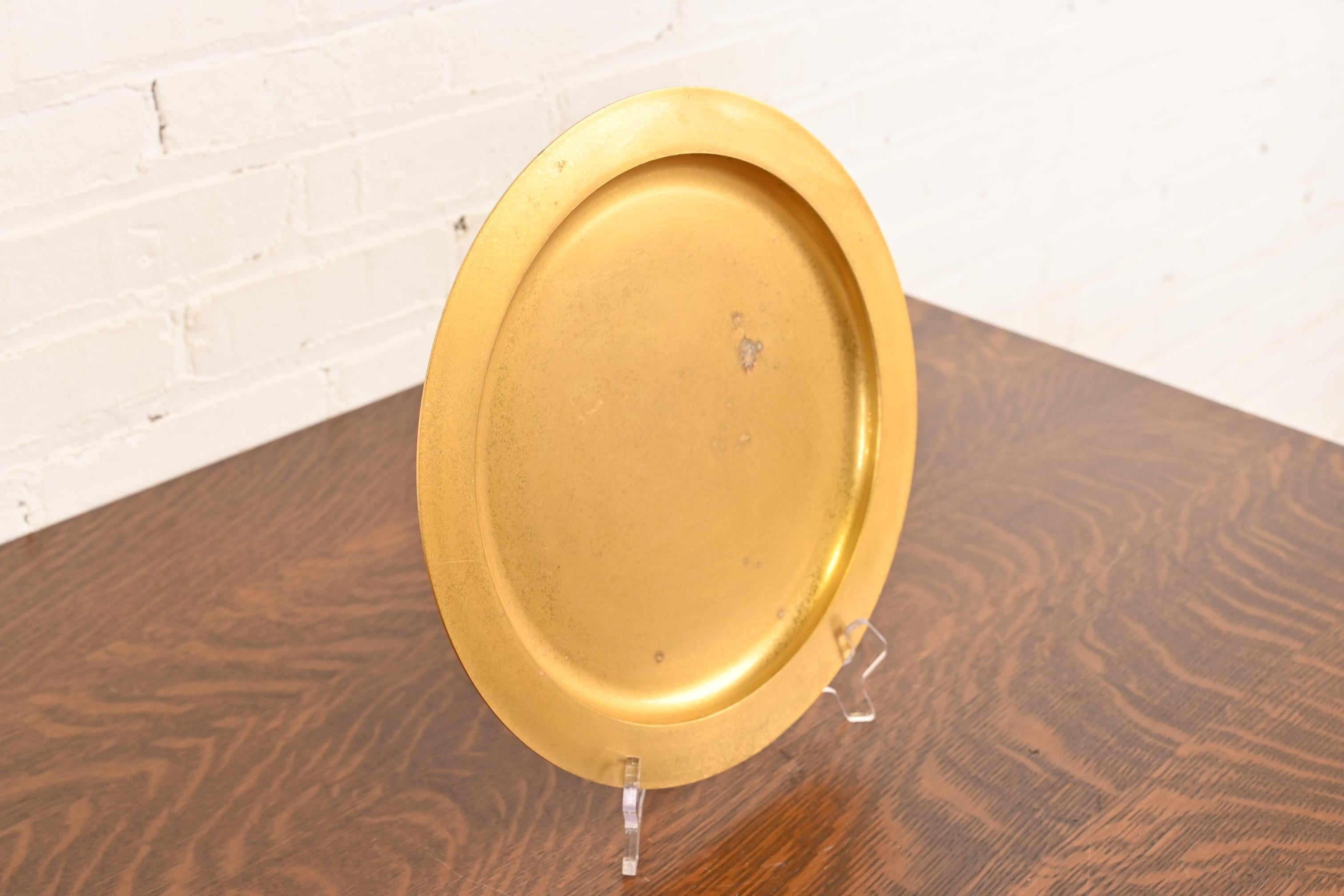 Tiffany Studios New York Bronze Doré Large Plate or Charger In Good Condition For Sale In South Bend, IN