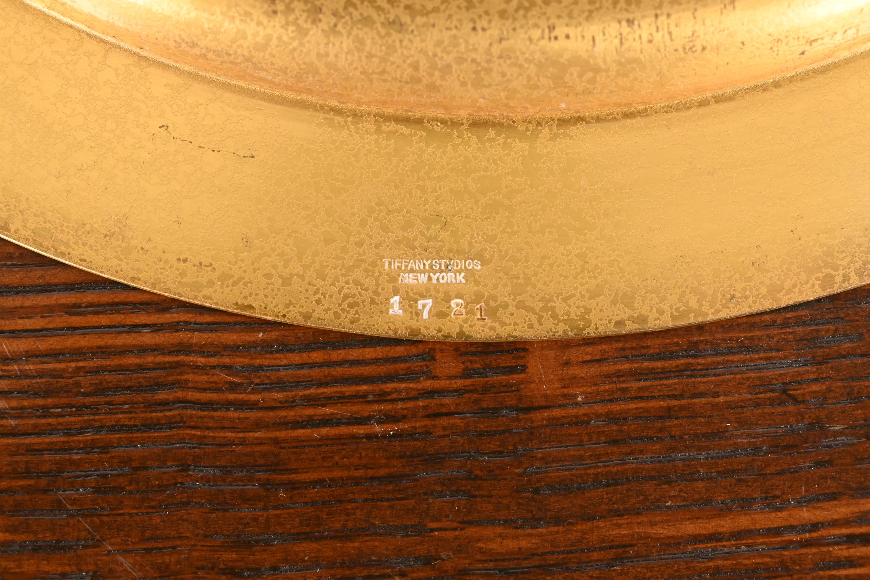 Tiffany Studios New York Bronze Doré Large Plate or Charger For Sale 1