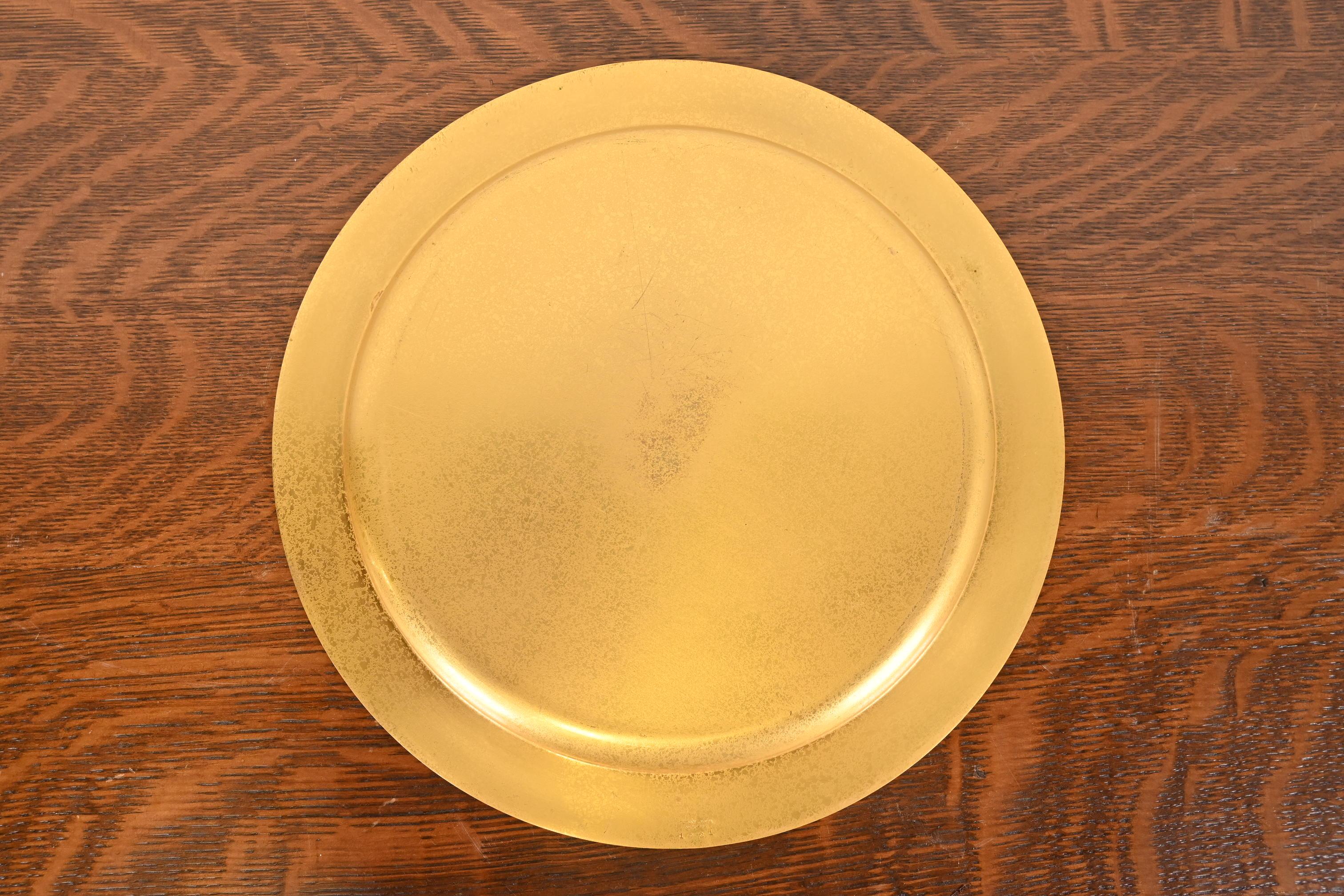 Tiffany Studios New York Bronze Doré Large Plate or Charger For Sale 1