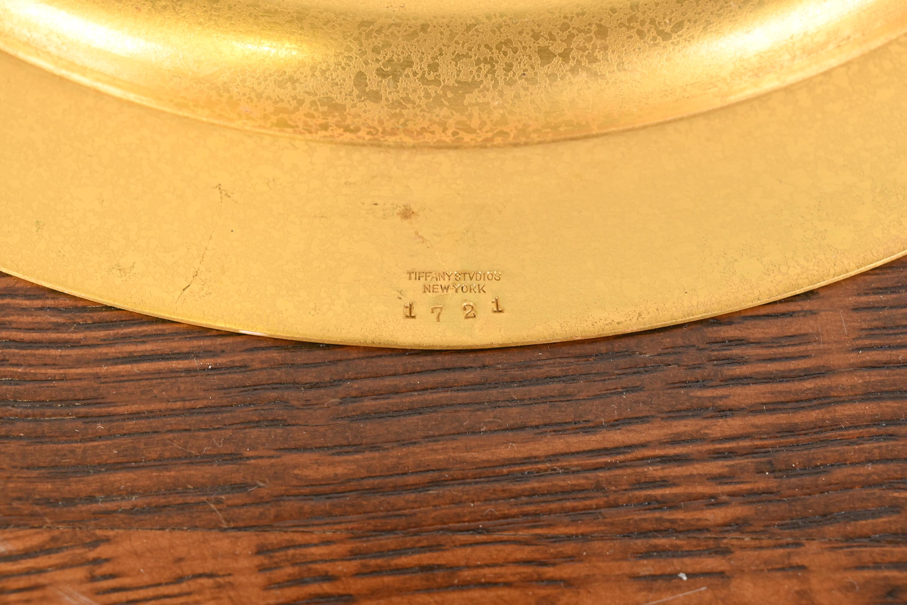 Tiffany Studios New York Bronze Doré Large Plate or Charger For Sale 2