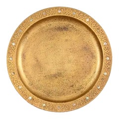 Vassoio grande Doré in bronzo di Tiffany Studios New York con intarsi in abalone