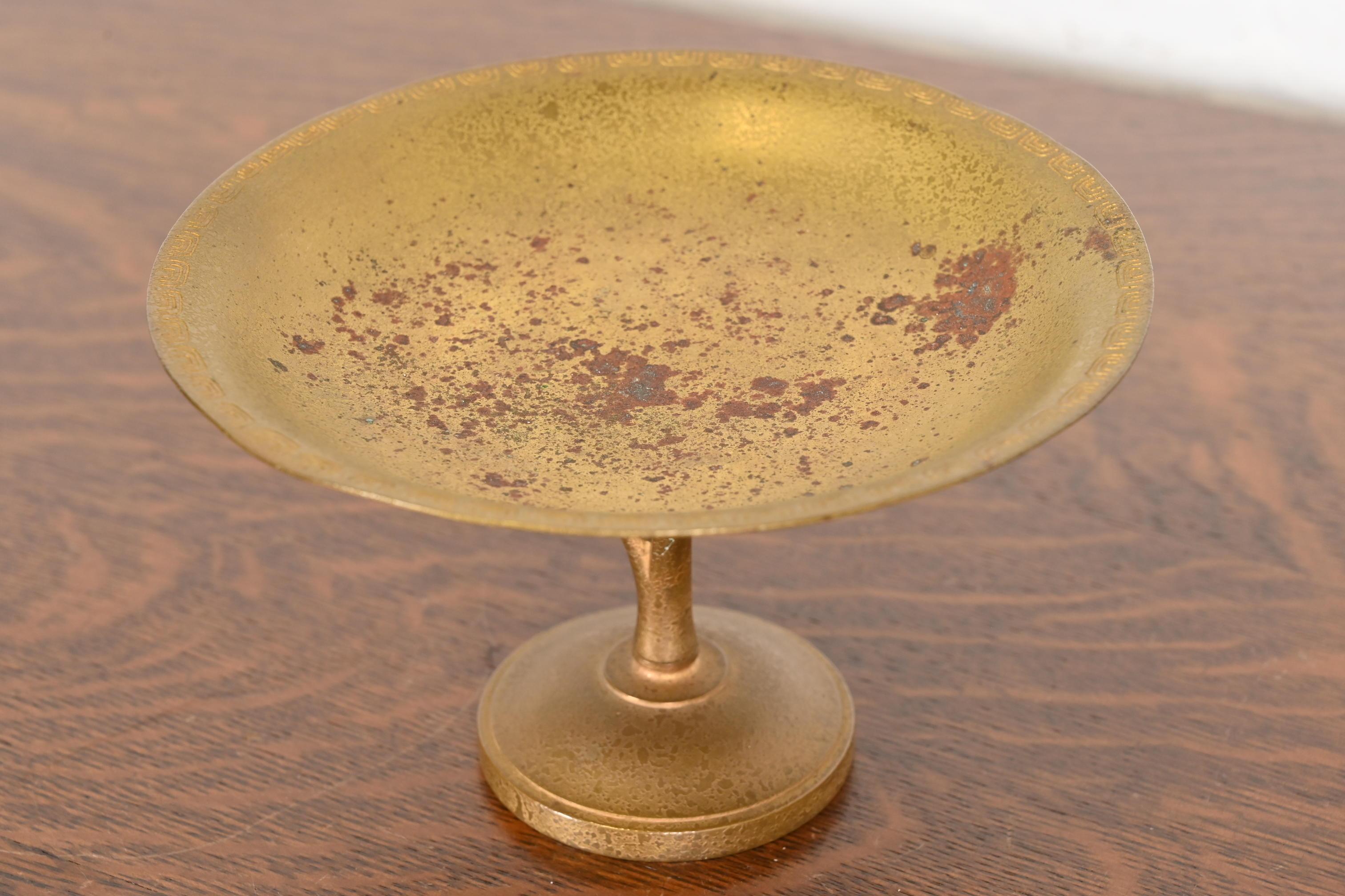 Arts and Crafts Tiffany Studios New York Bronze Doré Pedestal Bowl or Compote Dish For Sale