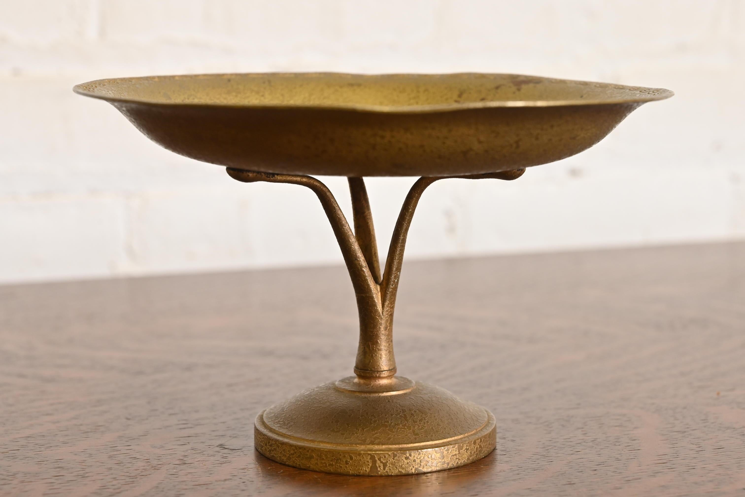 American Tiffany Studios New York Bronze Doré Pedestal Bowl or Compote Dish For Sale