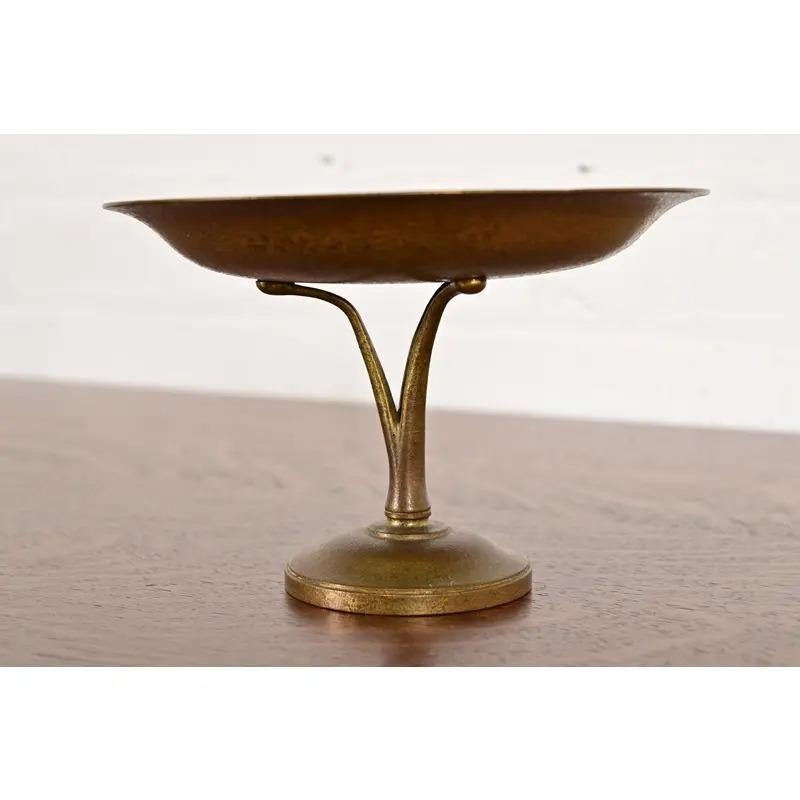 American Tiffany Studios New York Bronze Doré Pedestal Bowl or Compote Dish For Sale