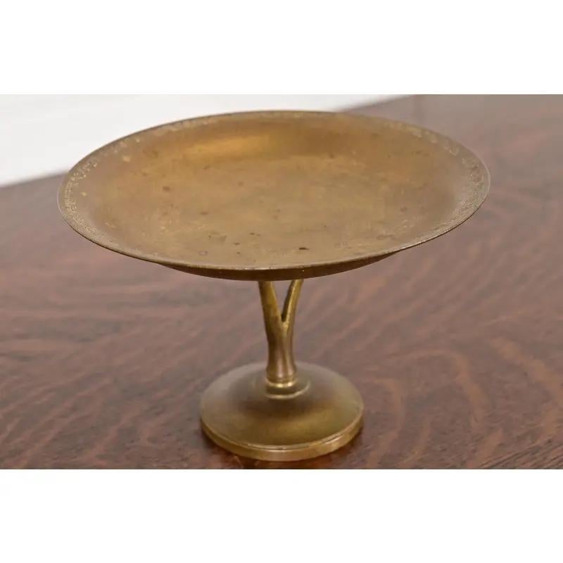 Tiffany Studios New York Bronze Doré Pedestal Bowl or Compote Dish In Good Condition For Sale In South Bend, IN