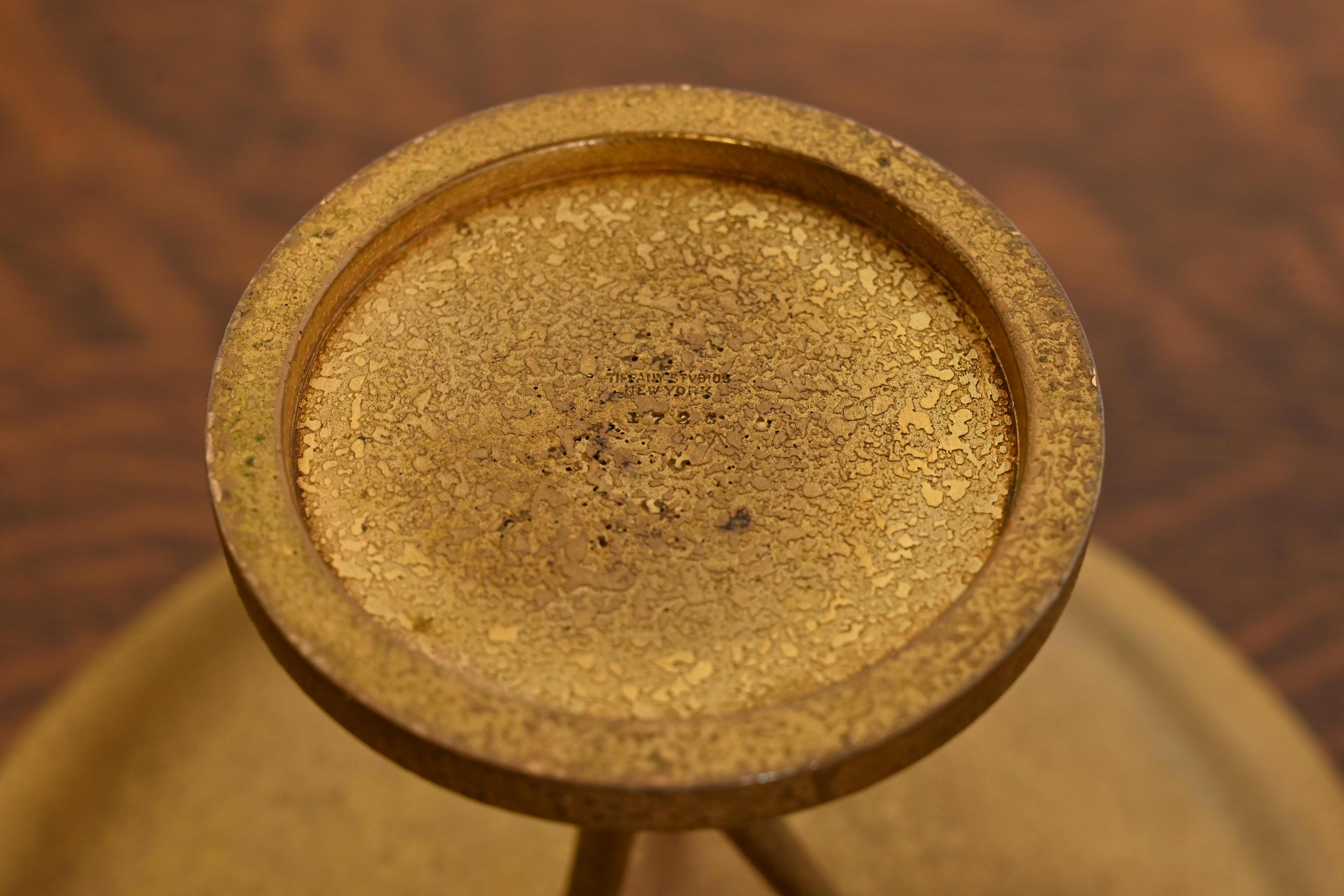 Tiffany Studios New York Bronze Doré Pedestal Bowl or Compote Dish For Sale 2
