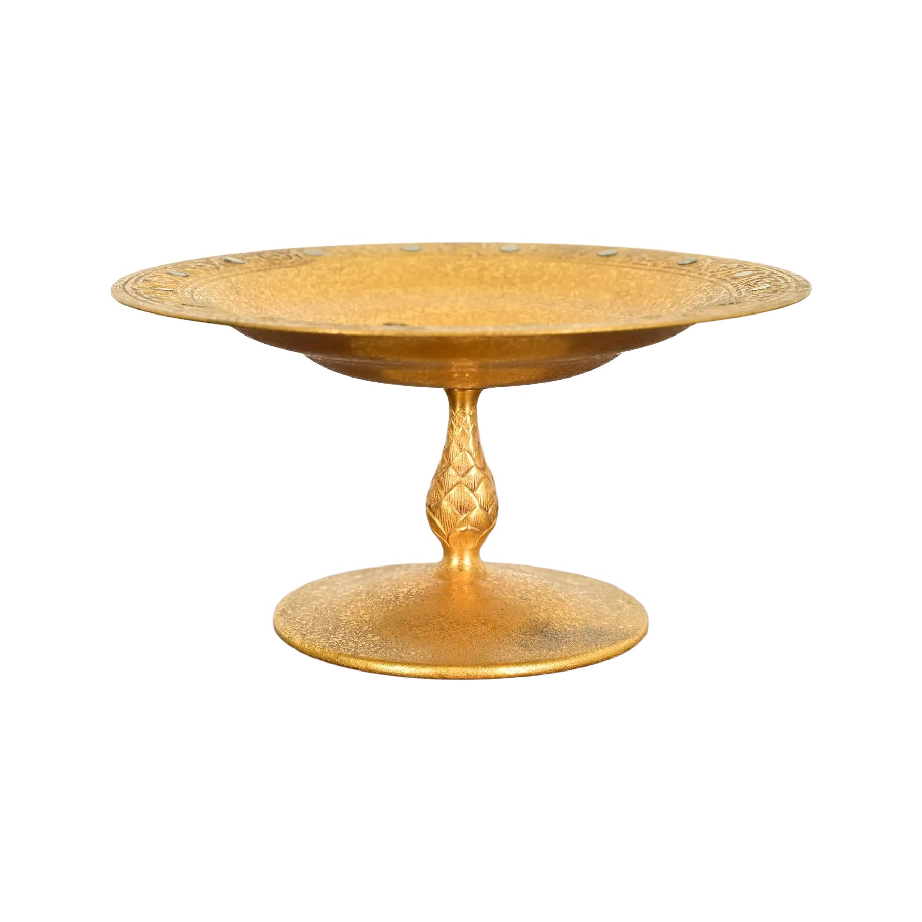 Tiffany Studios New York Bronze Doré Pedestal Bowl or Compote Dish