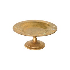 Ciotola su piedistallo in bronzo dorato dei Tiffany Studios di New York con intarsi in abalone