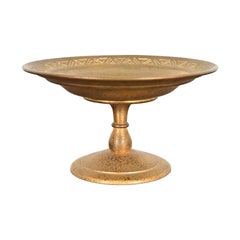 Tiffany Studios New York Bronze Doré Pedestal Bowl With Decorative Border