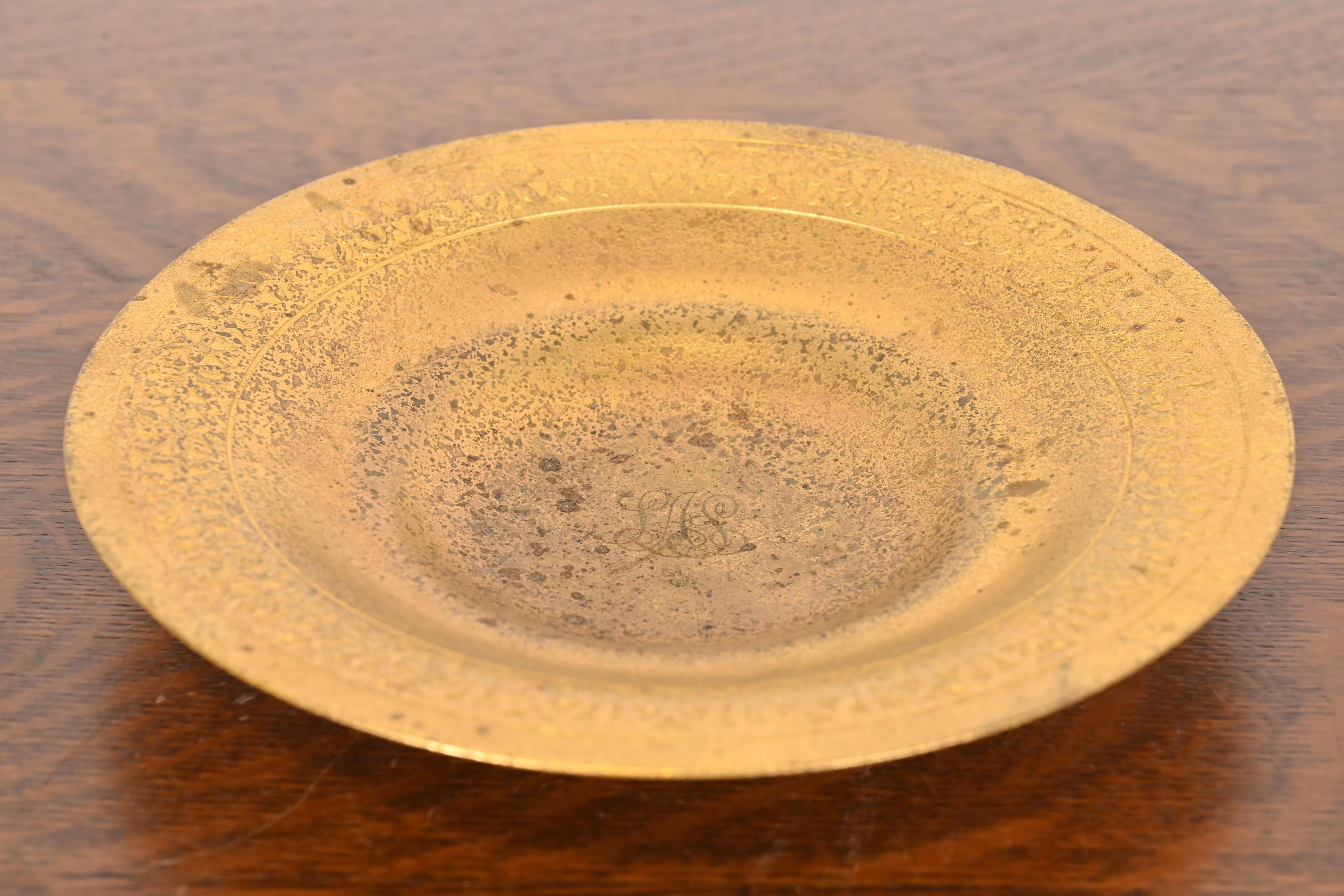 Arts and Crafts Tiffany Studios New York Bronze Doré Plate or Shallow Bowl For Sale