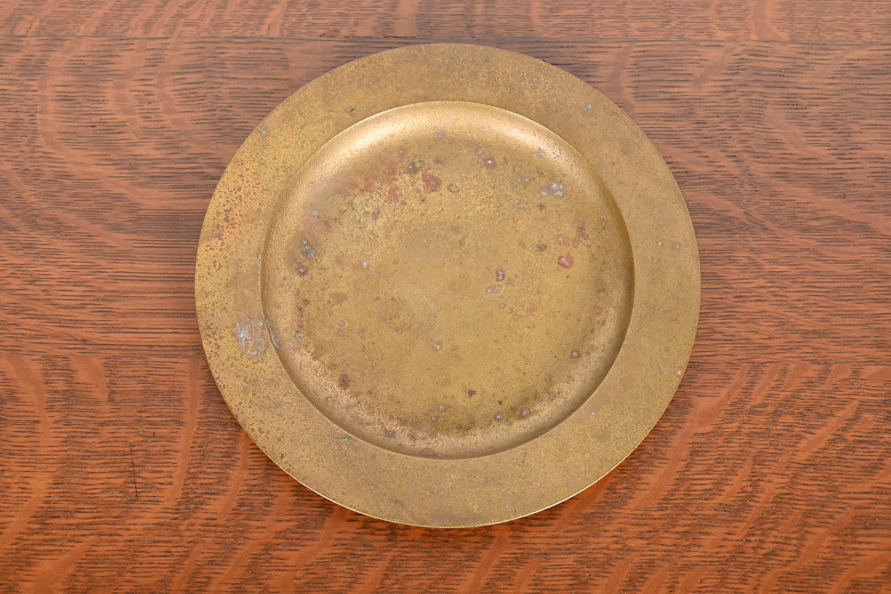 20th Century Tiffany Studios New York Bronze Doré Plate or Shallow Bowl For Sale