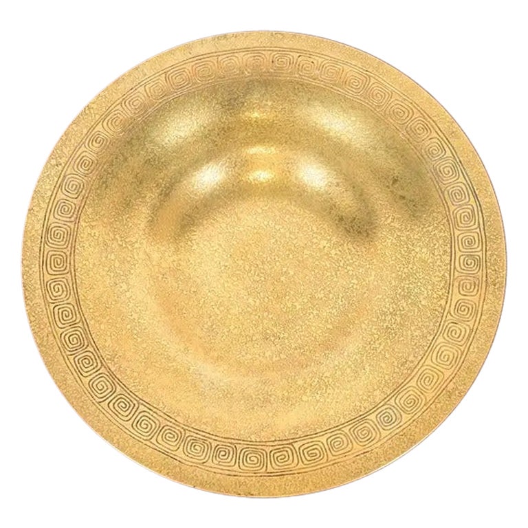 Tiffany Studios New York Bronze Doré Plate or Shallow Bowl With Greek Key Design For Sale