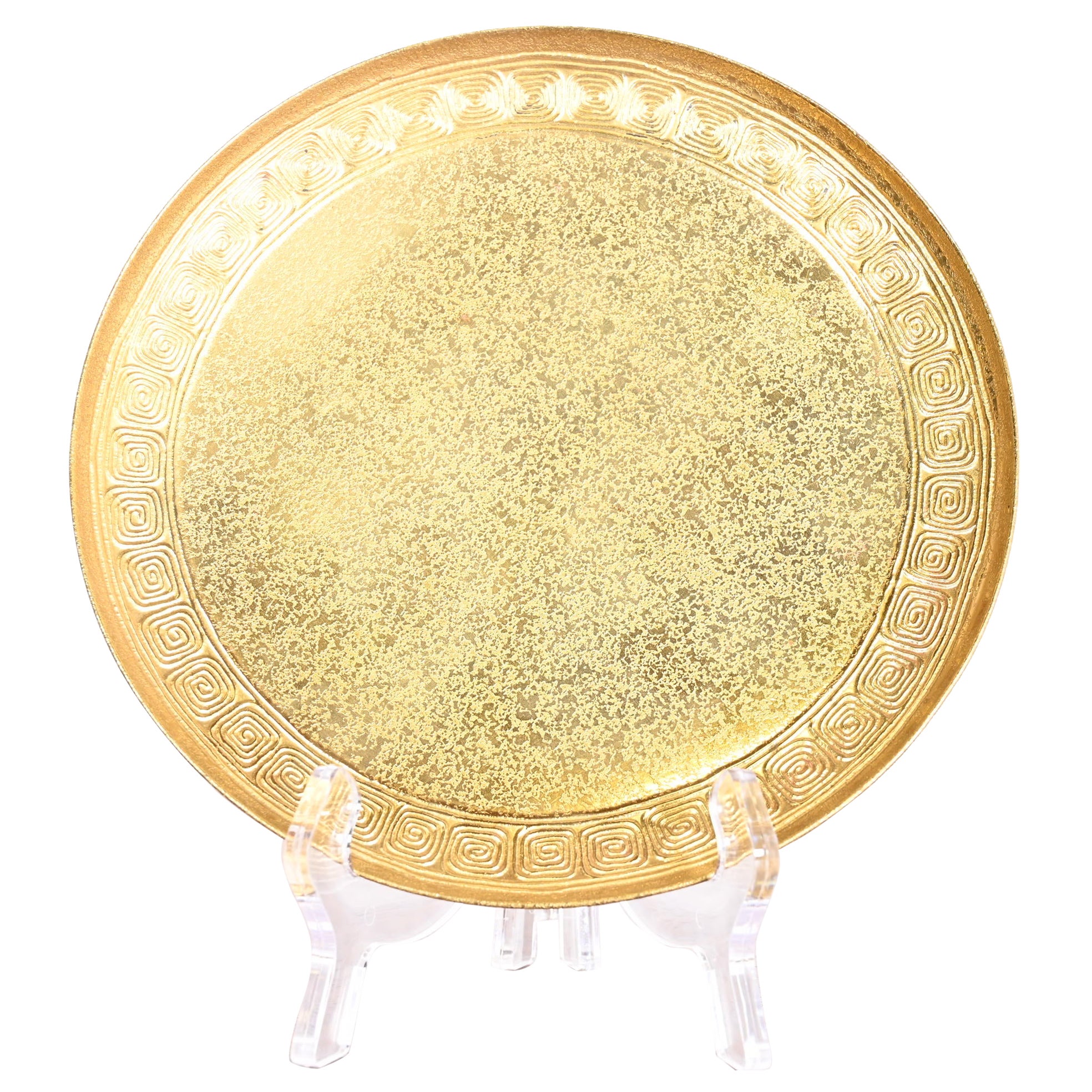 Tiffany Studios Nueva York Placa Doré de Bronce con Diseño de Llave Griega en venta