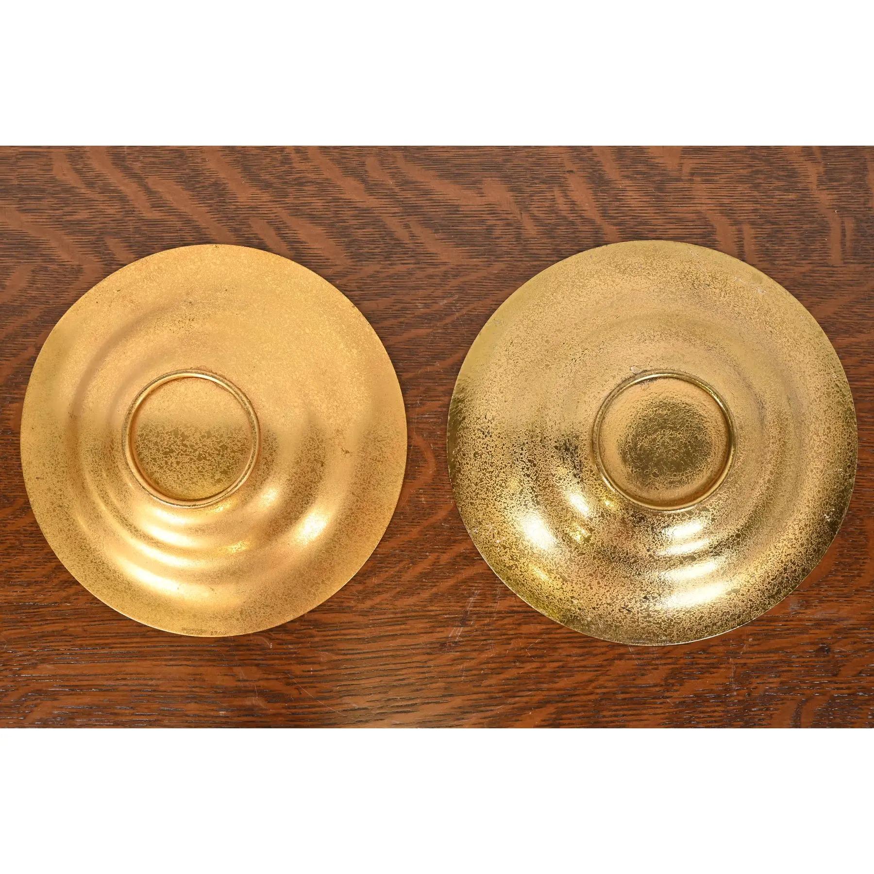 Tiffany Studios New York Bronze Doré-Teller oder flache Schalen, Paar im Angebot 3