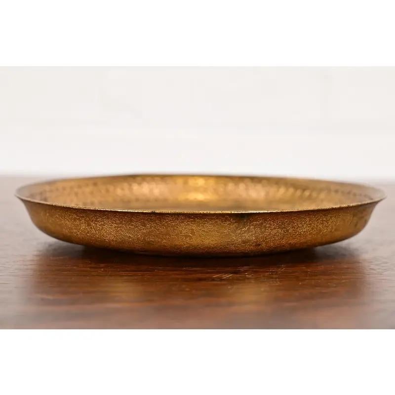 American Tiffany Studios New York Bronze Doré Shallow Bowl or Tray With Decorative Border For Sale