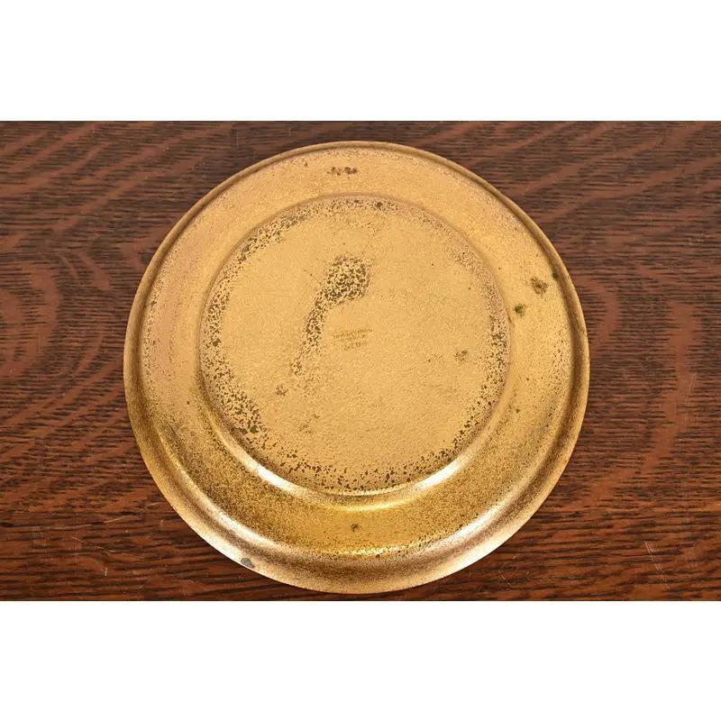 Tiffany Studios New York Bronze Doré Shallow Bowl or Tray With Decorative Border For Sale 1