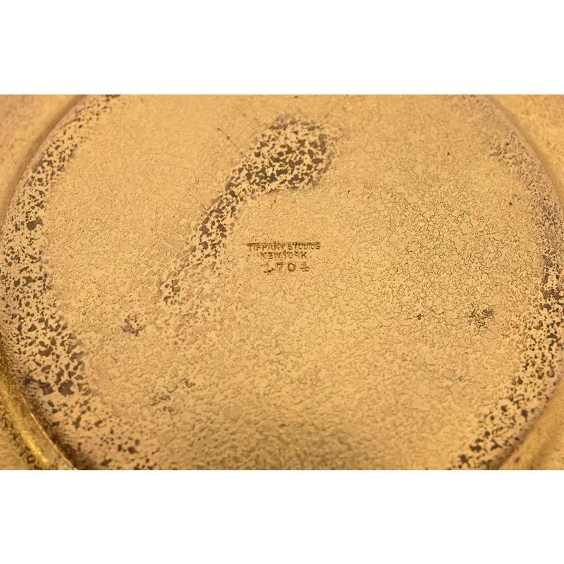 Tiffany Studios New York Bronze Doré Shallow Bowl or Tray With Decorative Border For Sale 2