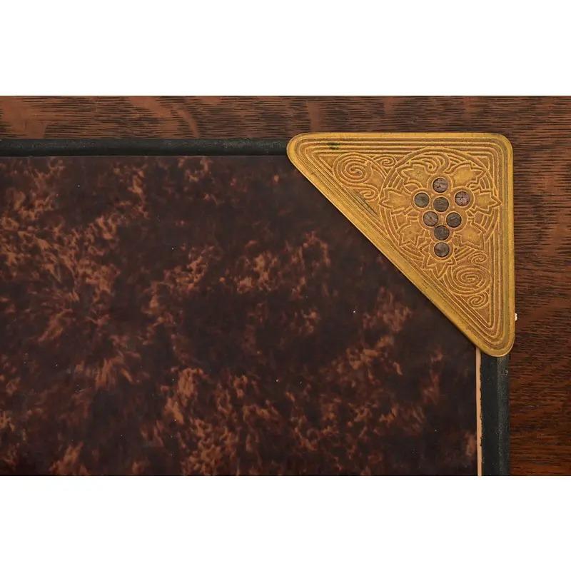 Tiffany Studios New York Bronze Doré With Faux Tortoise Shell Desk Blotter In Good Condition For Sale In South Bend, IN
