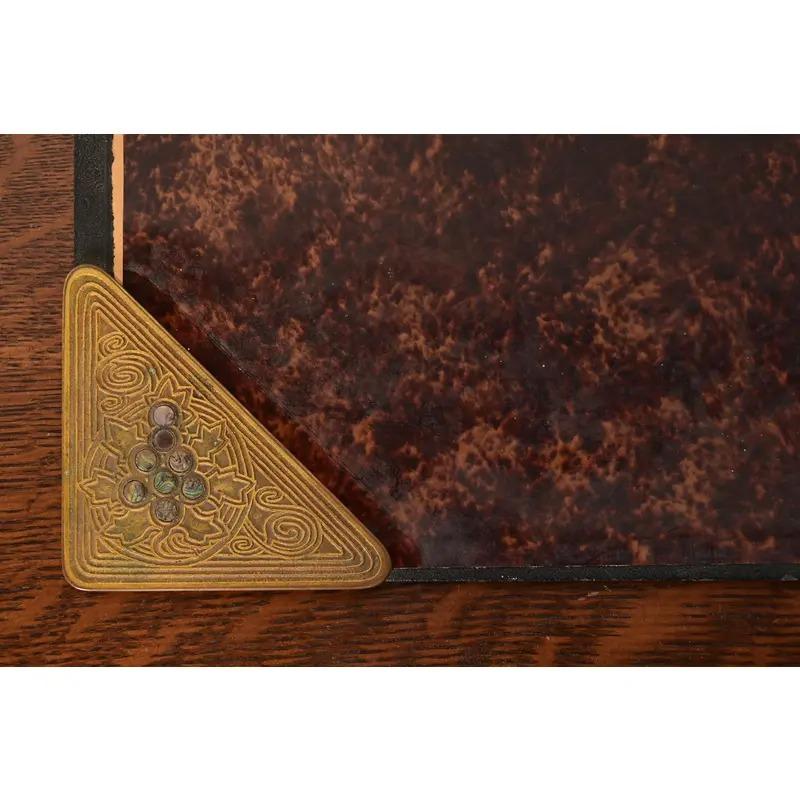 20th Century Tiffany Studios New York Bronze Doré With Faux Tortoise Shell Desk Blotter For Sale