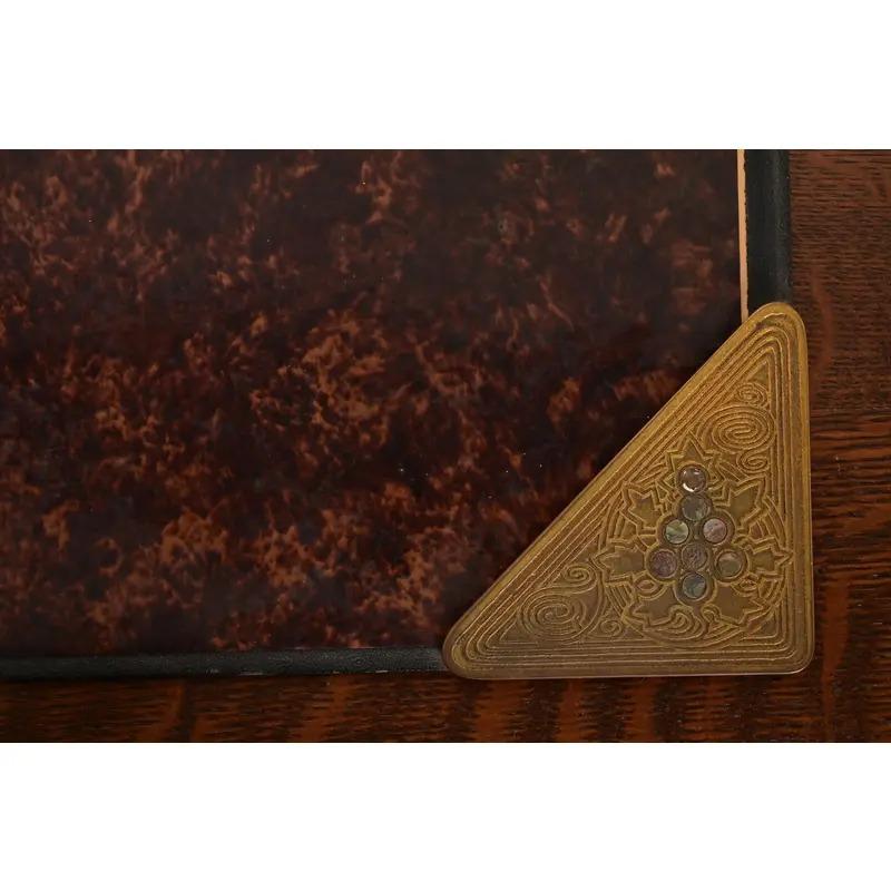 Tiffany Studios New York Bronze Doré With Faux Tortoise Shell Desk Blotter For Sale 1