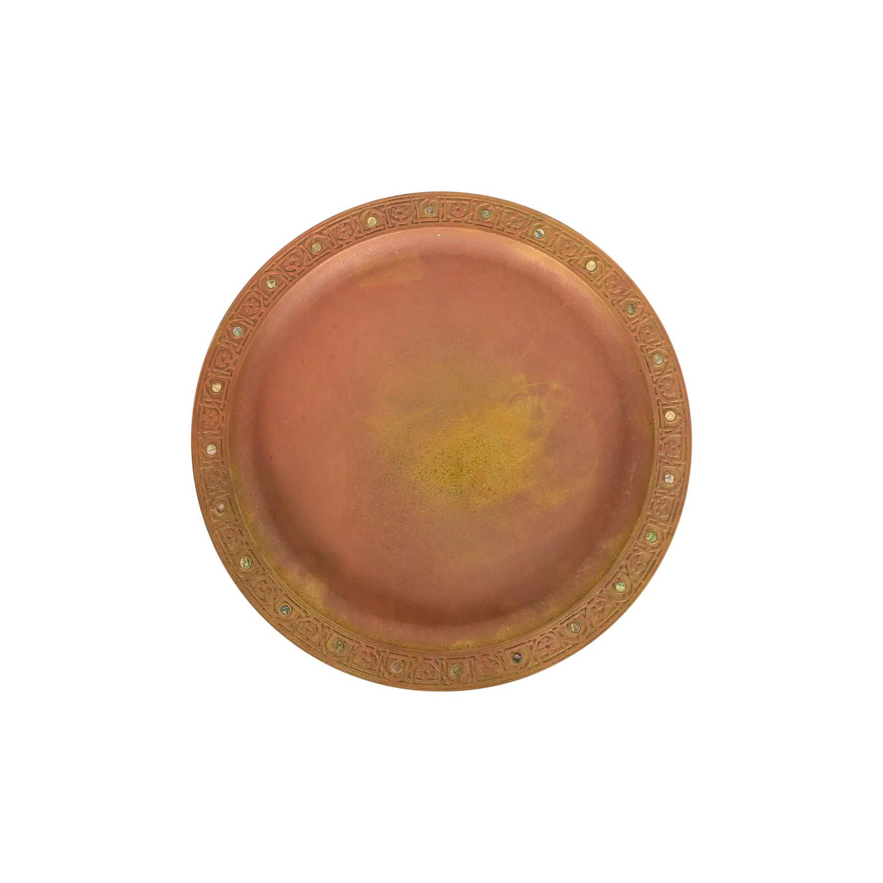 Vassoio grande in bronzo con intarsio in abalone di Tiffany Studios, New York in vendita