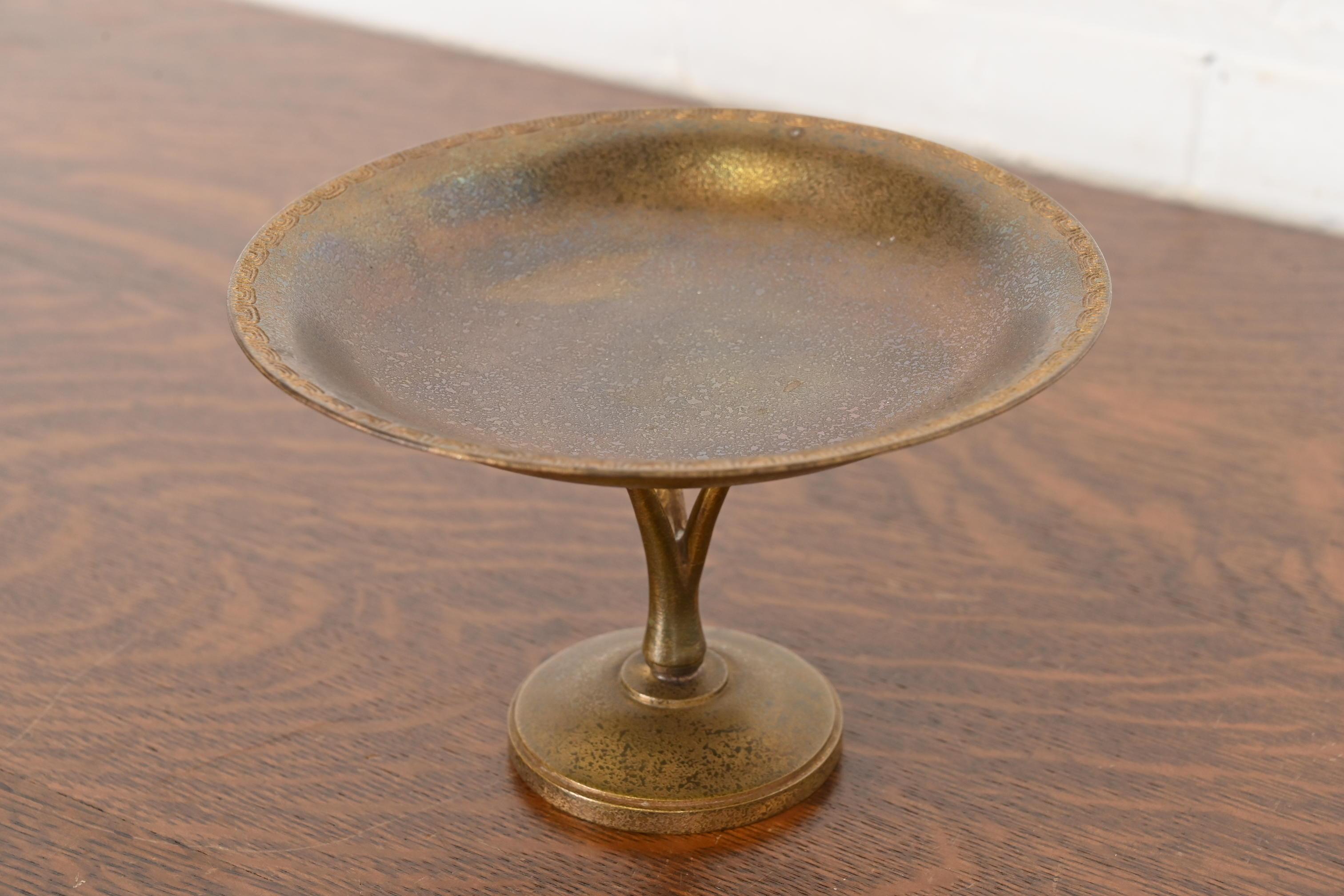 Arts and Crafts Tiffany Studios New York Bronze Pedestal Bowl or Compote Dish For Sale