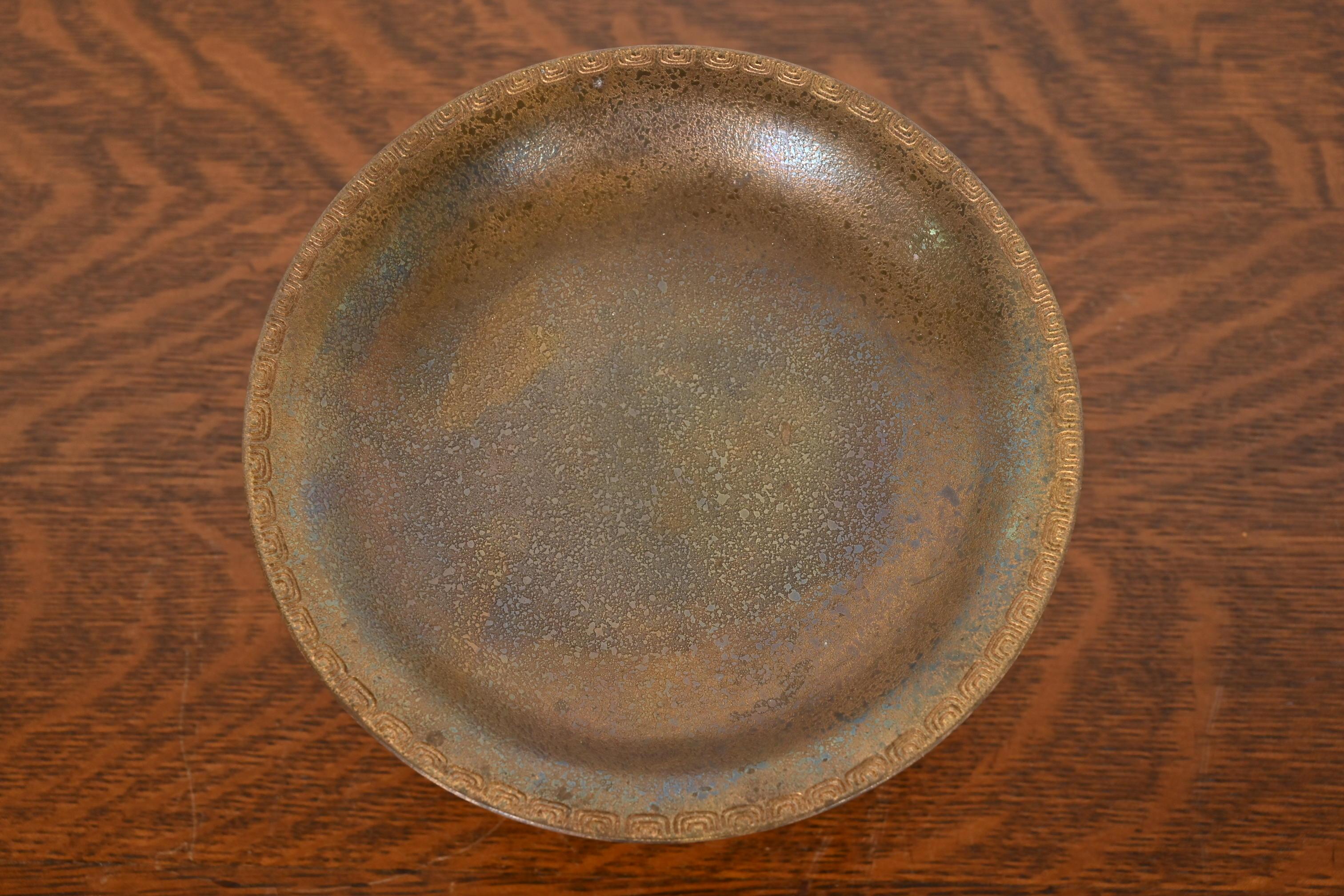 20th Century Tiffany Studios New York Bronze Pedestal Bowl or Compote Dish For Sale