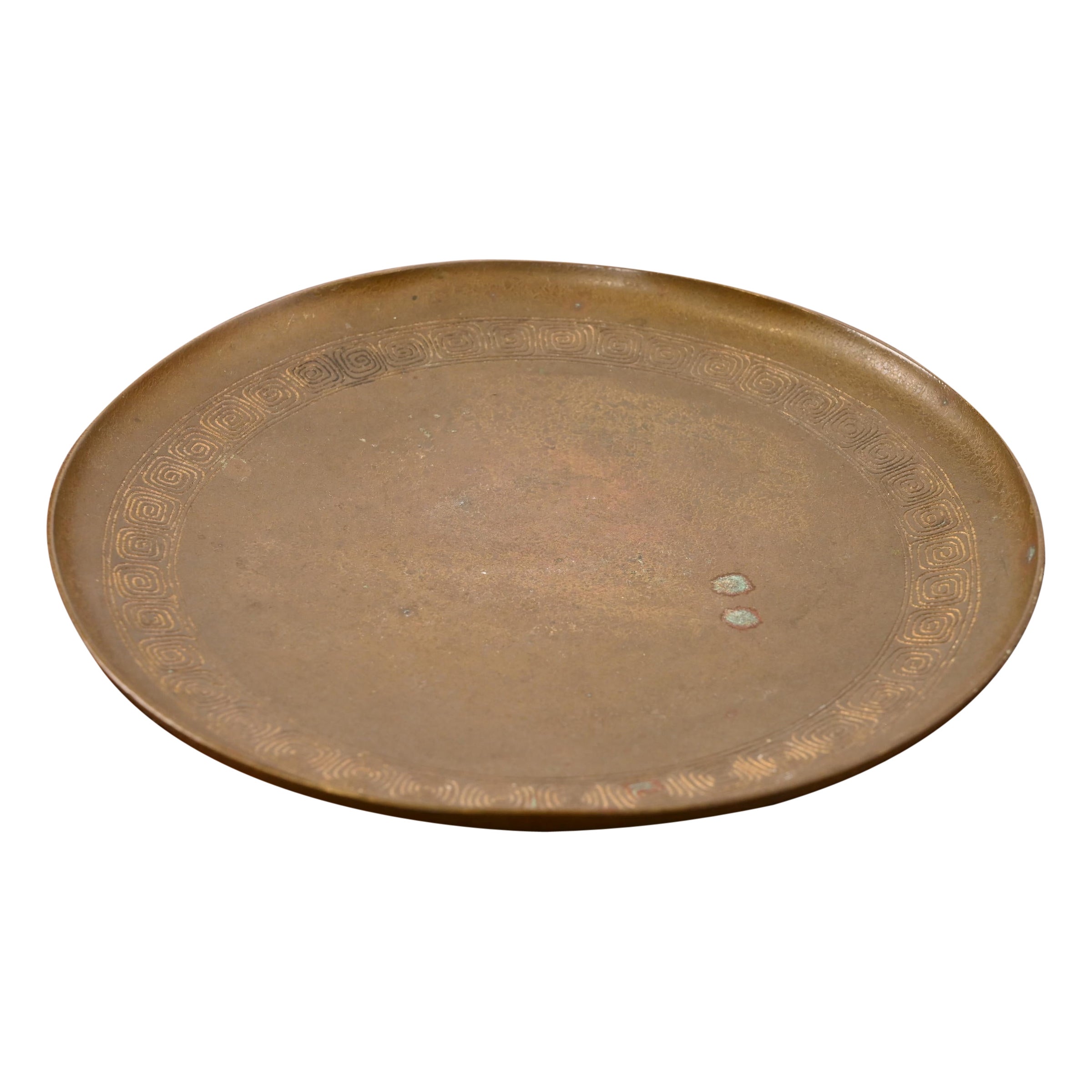 Tiffany Studios New York Bronze Plate With Greek Key Design For Sale