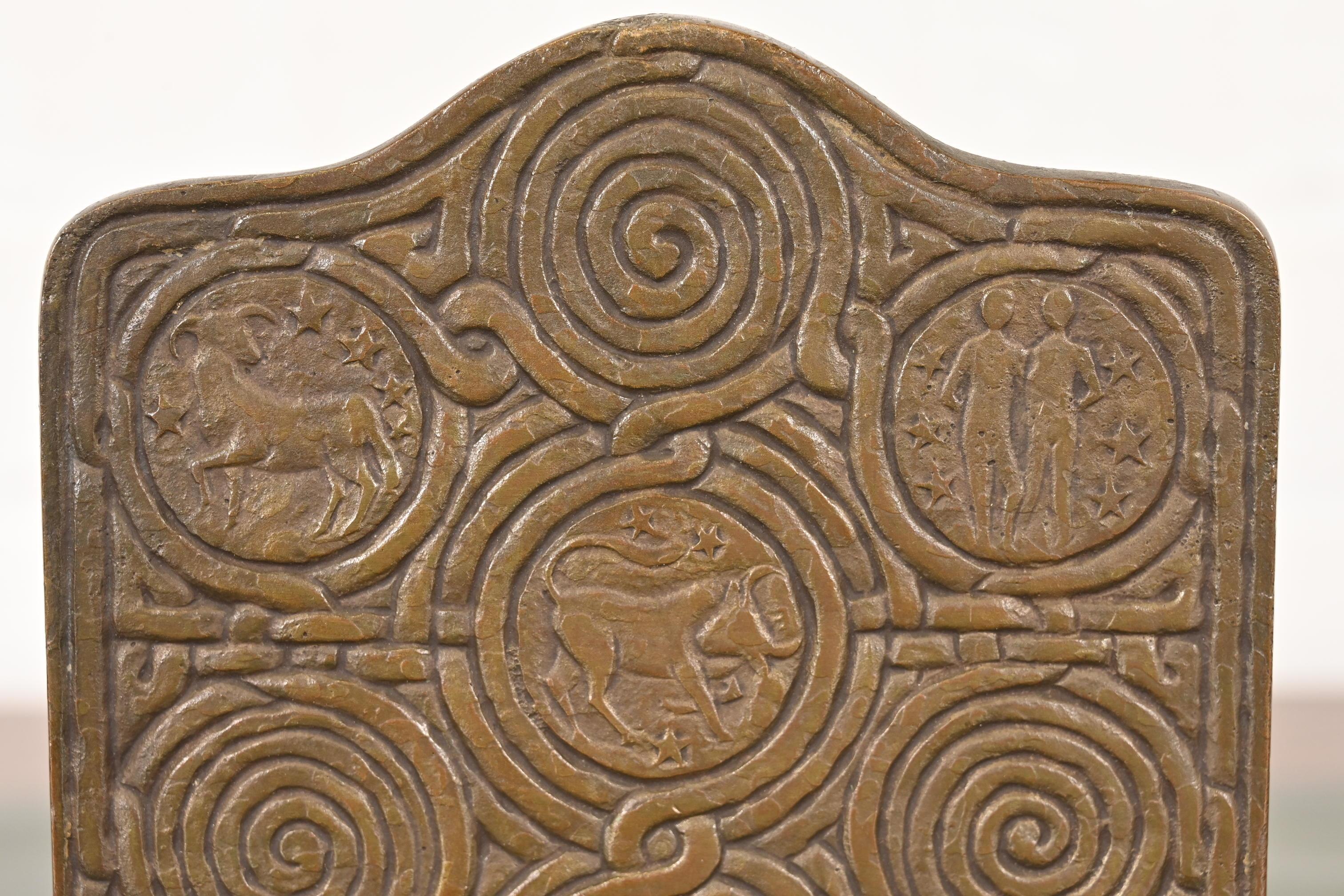 Tiffany Studios New York Bronze Zodiac Bookends, Circa 1910 For Sale 1