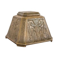 Tiffany Studios New York Chinese Pattern Bronze Large Inkwell