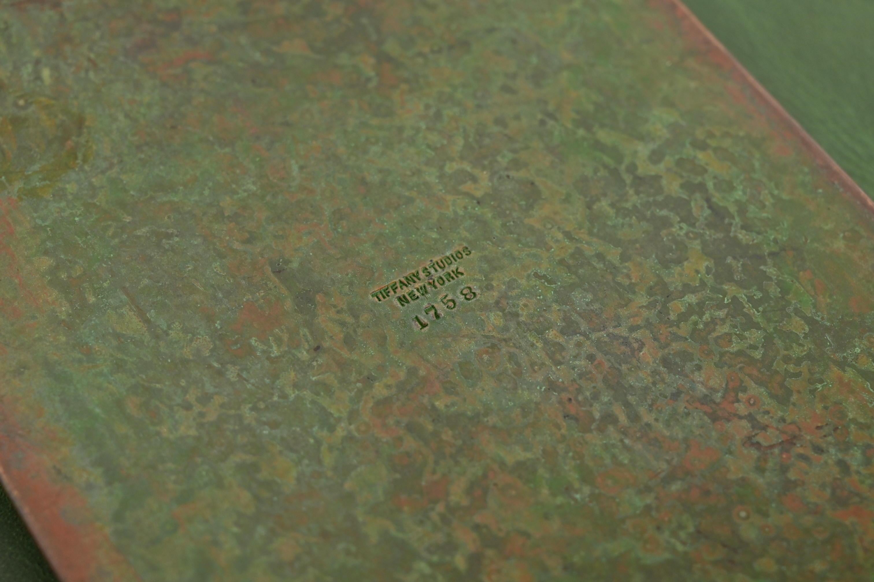 Tiffany Studios New York Chinese Pattern Bronze Notepad Holder For Sale 6