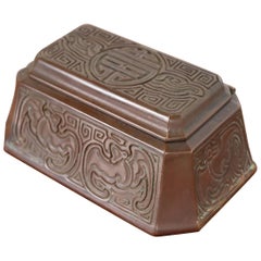 Tiffany Studios New York Chinese Pattern Bronze Stamp Box
