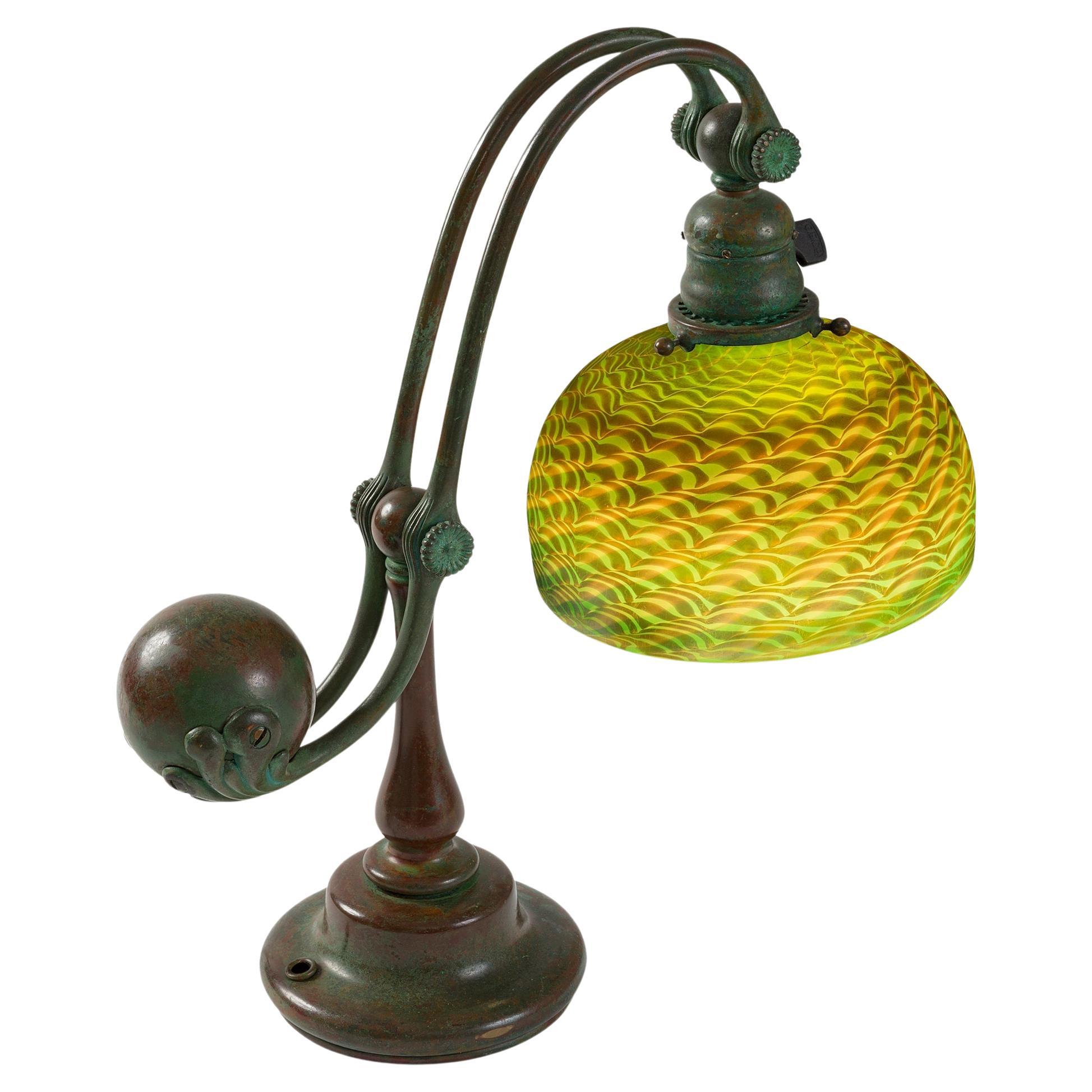 Tiffany Studios New York "Counter Balance" Damascene Favrile Glass Lamp
