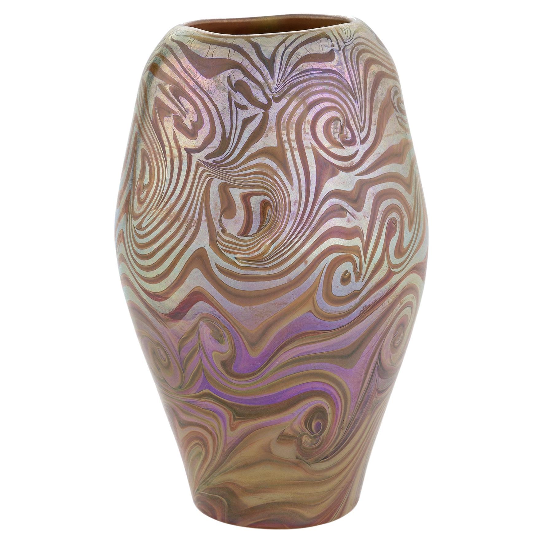 Tiffany Studios New York "Damascene" Favrile Glass Vase For Sale