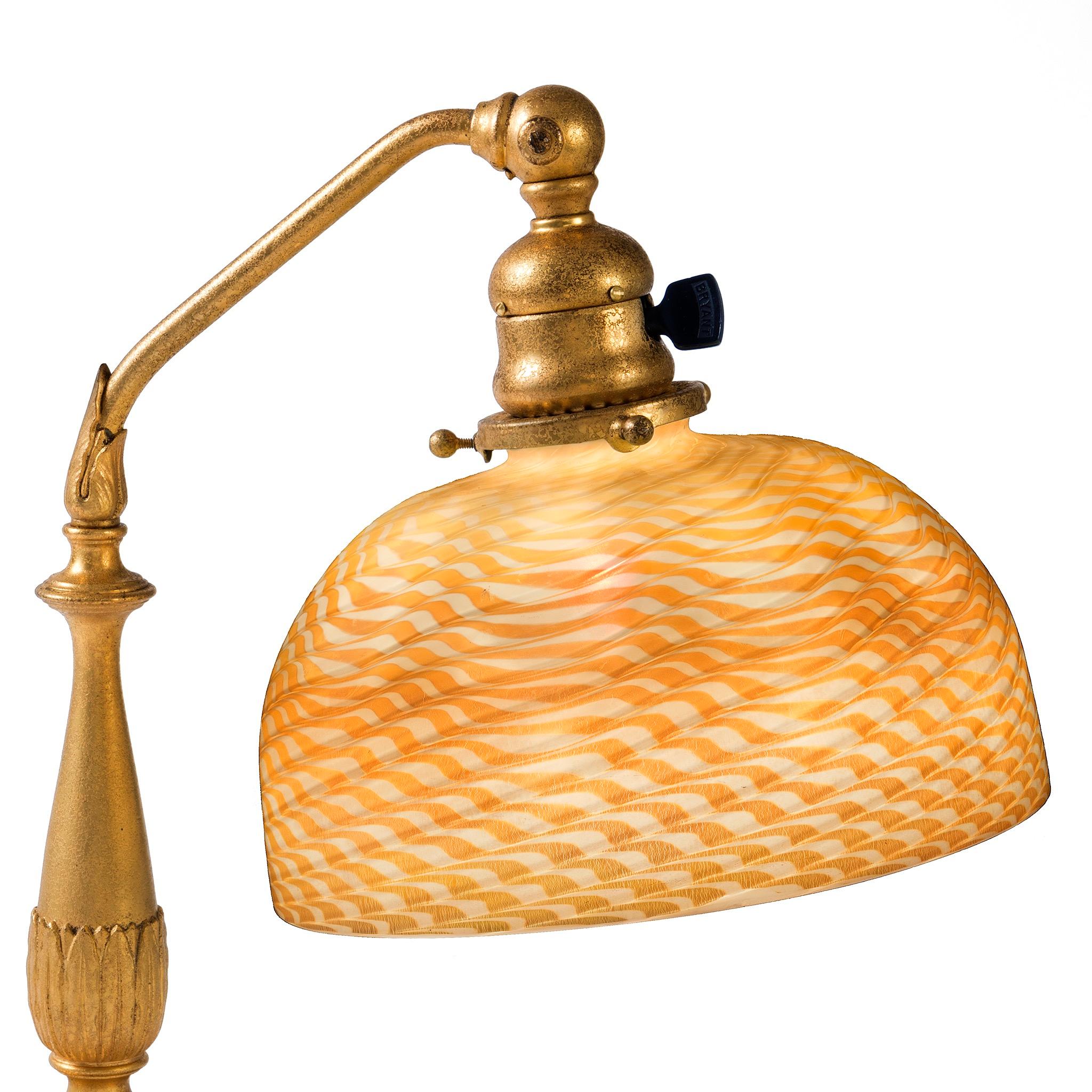 Art Nouveau Tiffany Studios New York Damascene Table Lamp For Sale