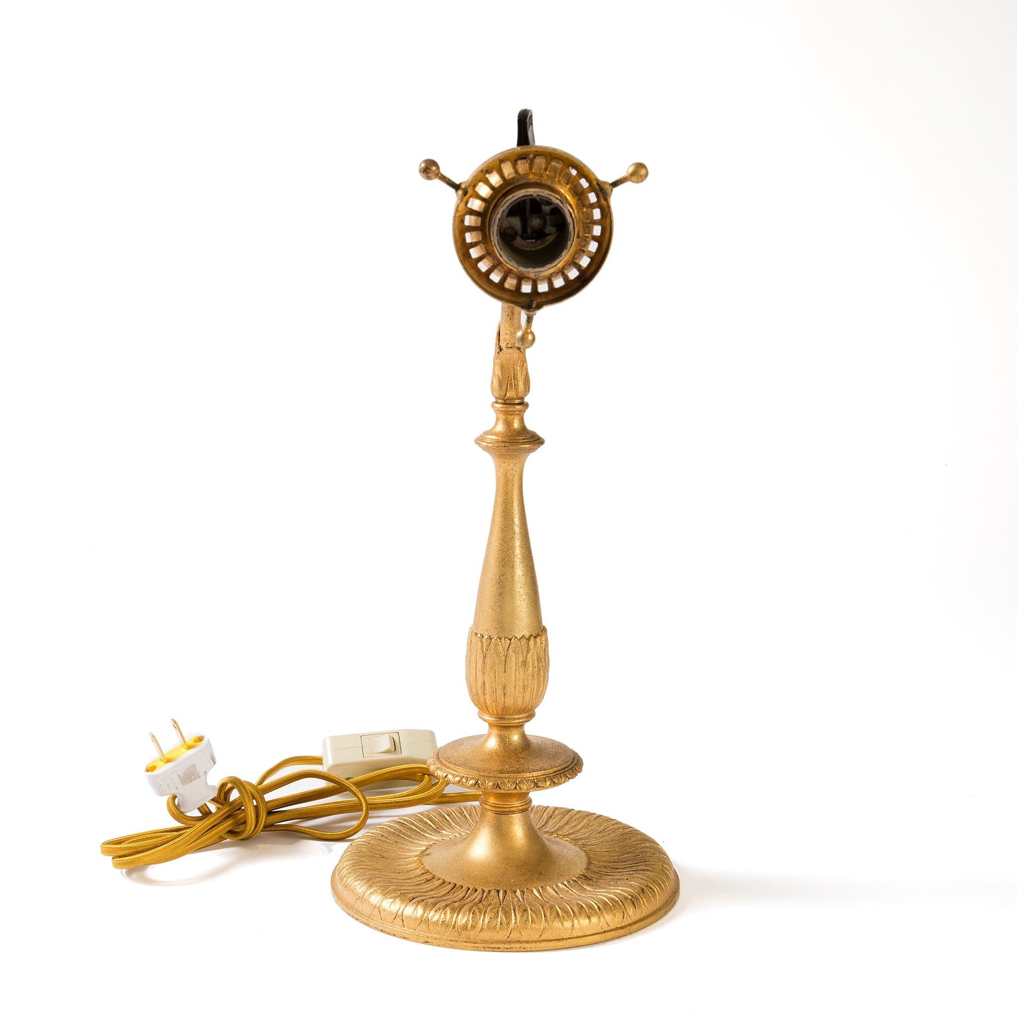 Gilt Tiffany Studios New York Damascene Table Lamp For Sale