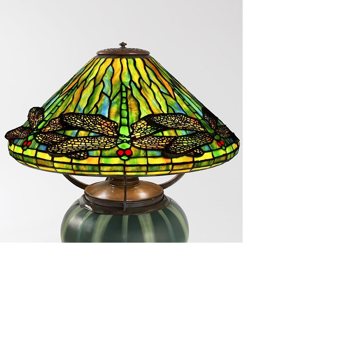 A Tiffany Studios New York leaded glass and patinated bronze 