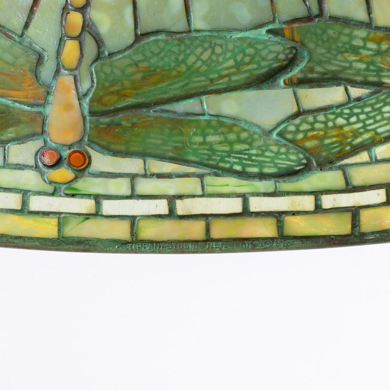 Glass Tiffany Studios New York “Dragonfly” Table Lamp For Sale