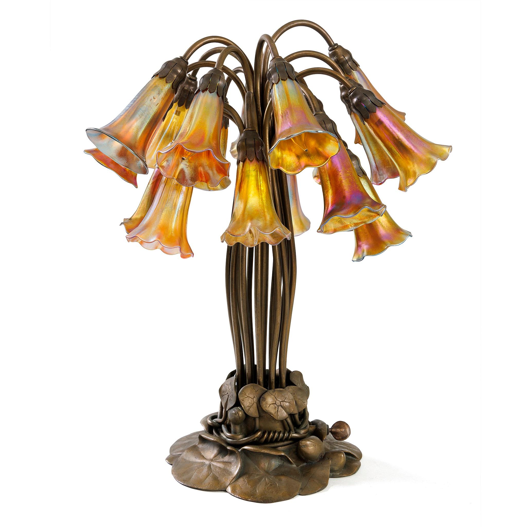 This Tiffany Studios New York glass and patinated bronze 
