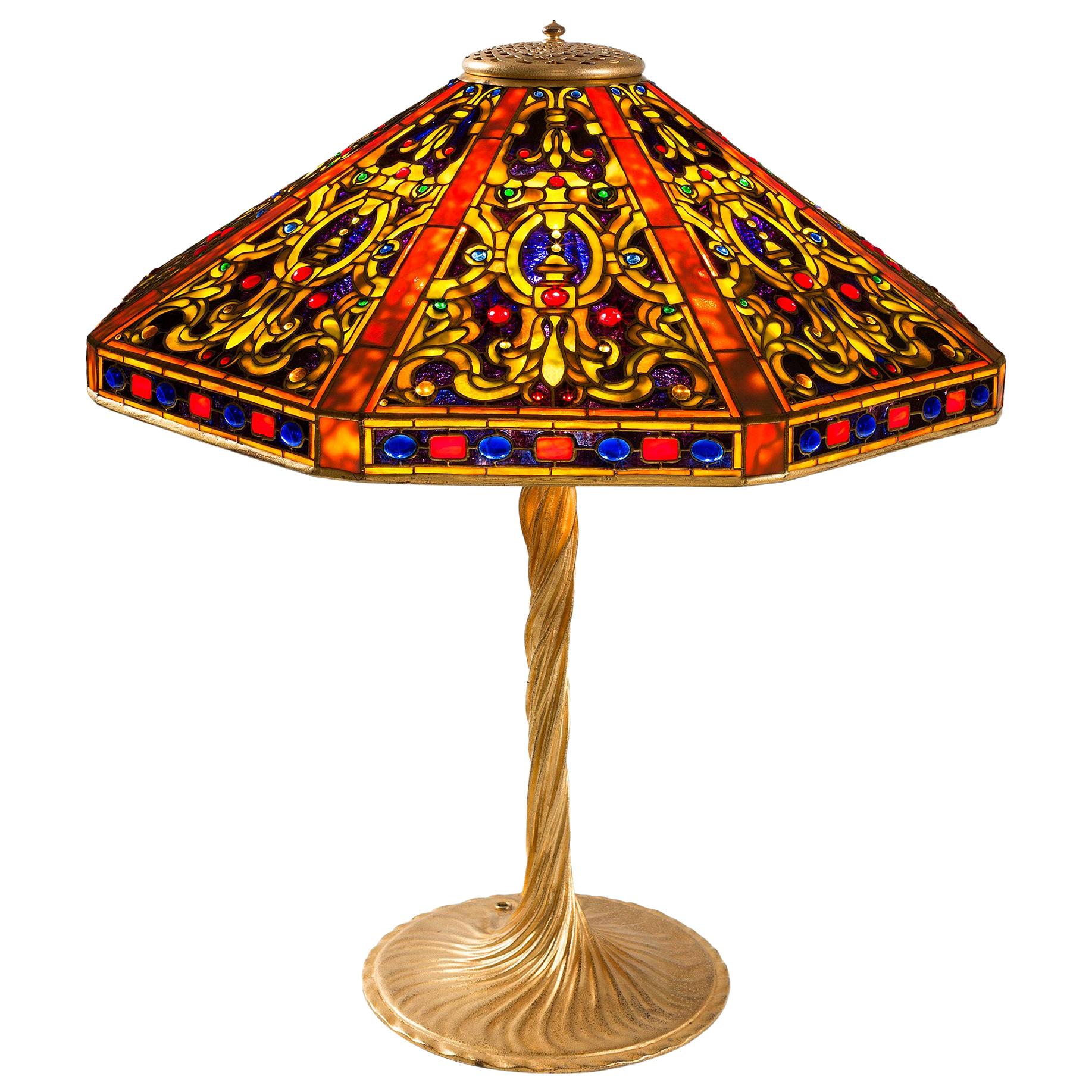 Tiffany Studios New York "Nautilus" Table Lamp with "Mermaid" Base by